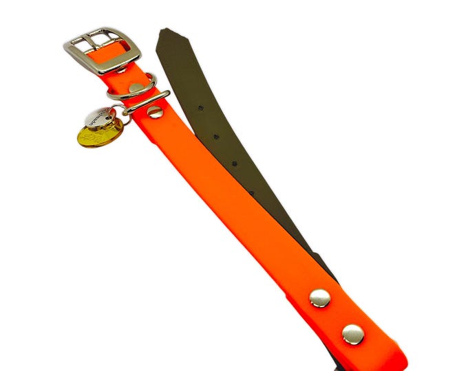 Biothane Bi-color Collar Chic and Joy Model 16mm Matching Leash Option | Woof Leash