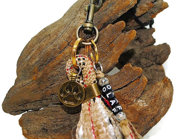 Beige Tartan key ring