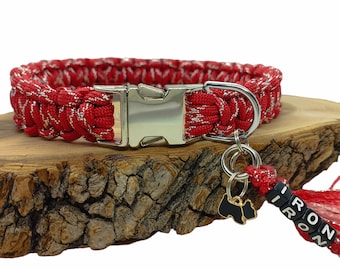 Red Metallic dog collar - width 2cm | Woof leash