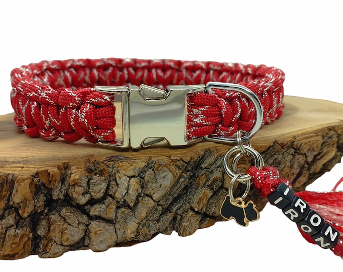 Red Metallic dog collar - width 2cm | Woof leash