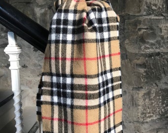 Wool Scarf Lambswool Scarf, Tartan Check, Made in Scotland , Unisex, Stylish, Fashionable, Warm Autumn Scarf, 100% Lambswool