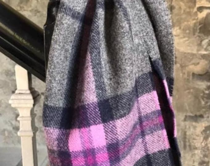 Wool Merino Lambswool Scarf, Tartan Check, Super Soft, Made in UK ,Stylish, Fashionable, Autumn Scarf, Wrap Scarf