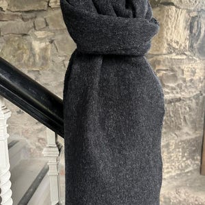 Wool Scarf / Lambswool Plain Charcoal Scarf, Large Scarf / Shawl, Super Soft, Made in UK, Unisex, Stylish, Fashionable, Warm Autumn Scarf