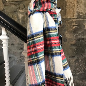 Wool Scarf Lambswool Scarf Tartan Check, Super Soft, Made in Scotland, Unisex, Stylish, Fashionable, Warm Autumn Scarf, 100% Lambswool