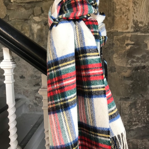 Wollen sjaal Lamswollen sjaal Tartan Check, superzacht, gemaakt in Ierland, unisex, stijlvol, modieus, warme herfstsjaal, 100% lamswol