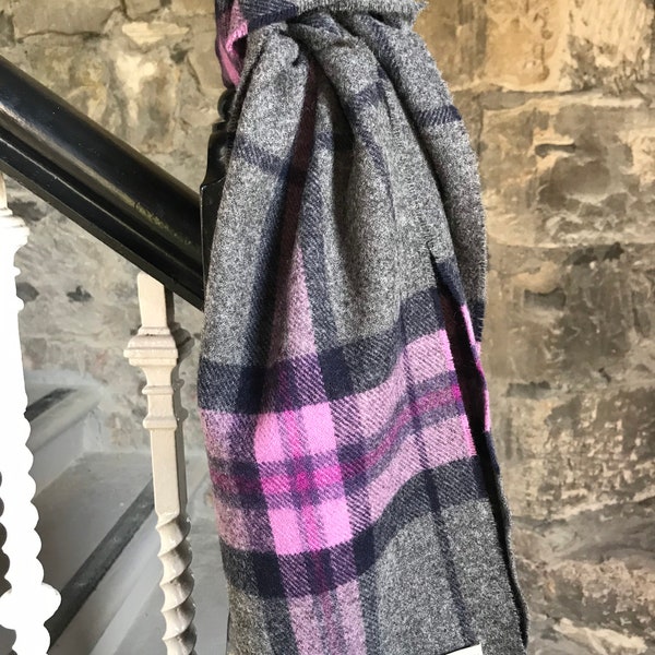 Wool Scarf Lambswool Scarf, Tartan Check, Super Soft, Made in Scotland, Unisex, Stylish, Fashionable, Warm Autumn Scarf, 100% Lambswool