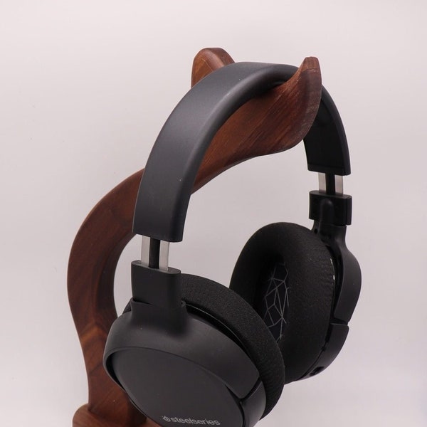 Support casque en noyer - bois véritable - fait main - N4