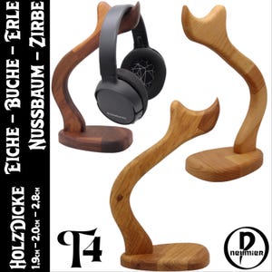 Headphone stand T4 - real wood - handmade - oak | beech | walnut | alder | pine