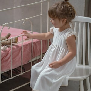 Christening baby girl dress, Baby lace dress, Baby Baptism Dress, Christening dress, Lace baptism dress, Linen Christening Dress with Roses