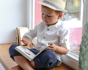 Boys wedding shirt White premium linen shirt for boy shirt Boys holiday shirt with long sleeves