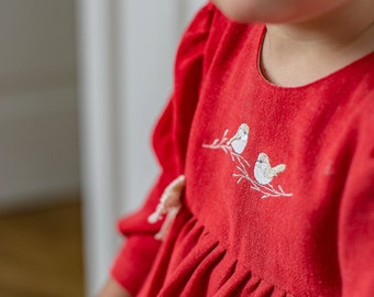 Abito rosso di pizzo Flower Girl Toddler Vestito di Natale Il mio primo abito di Natale formale per ragazze di Natale Vestito di Natale rosso per il bambino