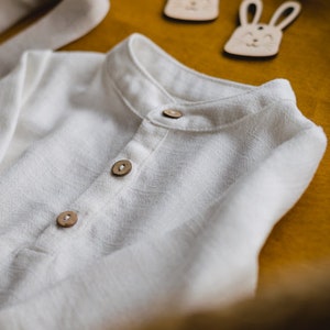 Shirt with a stand-up collar for a boy, Baptism shirt for a boy, Elegant shirt for a boy, Linen clothes for children zdjęcie 2