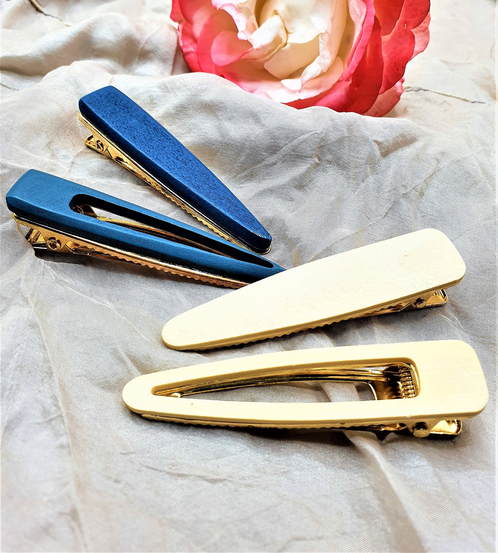 Hair Clips Wooden Hair Clips Wooden Hair Clips Made of Wood Etsy