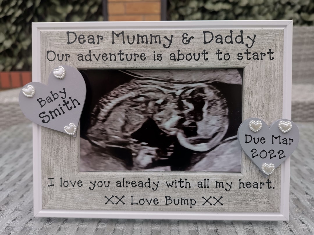 Personalised Baby Scan Photo Frame / Picture Frame. in Grey. Mummy and