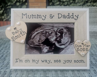 Personalised Baby Scan Photo Frame / Picture Frame. Mummy and Daddy Baby Scan Gift. First Baby Scan Personalized. Any Wording.