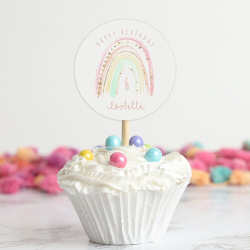 Printable Cupcake Wrapper Pastel Rainbow Girl Birthday - Etsy