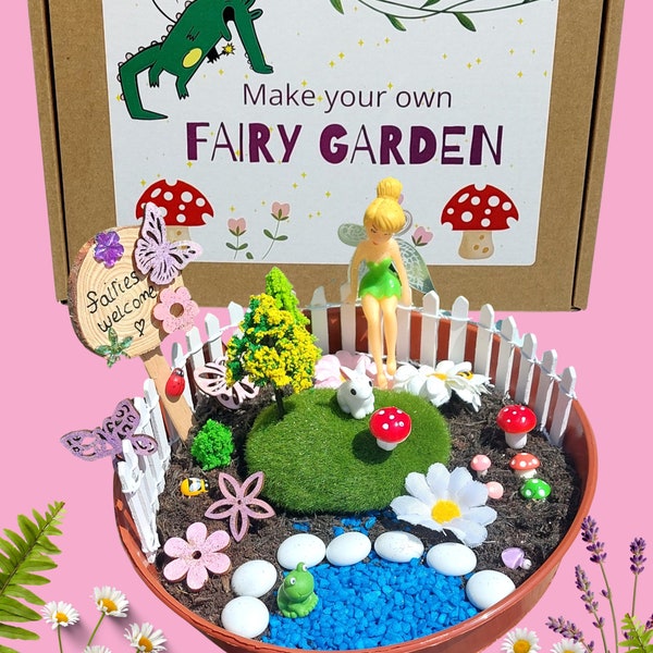 Make Your Own Fairy Garden Kit | Kids craft kit | Diy fairy garden beautiful unique birthday gift for girls. Enchanted Fairy garden play