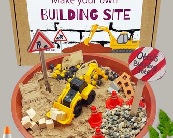 Make your own construction site, building and digger pretend play, kids building toys for toys.