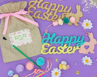 Paint Your Own Happy Easter Sign Craft Kit: Kids Easter Gift