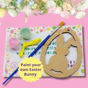Easter Bunny Paint Kit: Wooden Rabbit Craft, Party Favor