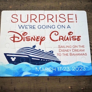 Surprise Disney Cruise Ship Reveal Jigsaw Puzzle with Custom Message, Wish, Dream, Wonder, Fantasy, Treasure, Magic, Vacation Announcement