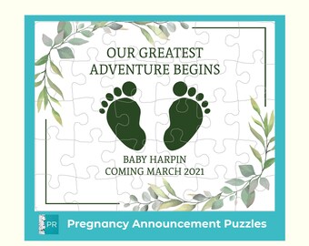 Surprise Coming Soon Personalized Pregnancy Announcement Jigsaw Puzzle: Nature Theme, Baby Reveal Gift