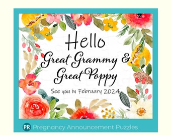 Grandparents Pregnancy Announcement Jigsaw Puzzle: Custom Floral Baby Reveal Gift