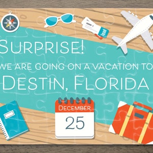 Surprise Vacation Reveal Puzzle, Custom Message Announcement, Airplane Trip, Air Travel, Personalized Gift