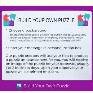 Build Your Own Jigsaw Puzzle with Custom Message, You are the Artist, Photo or Artwork Design, For all Occasions, Personalized Gift