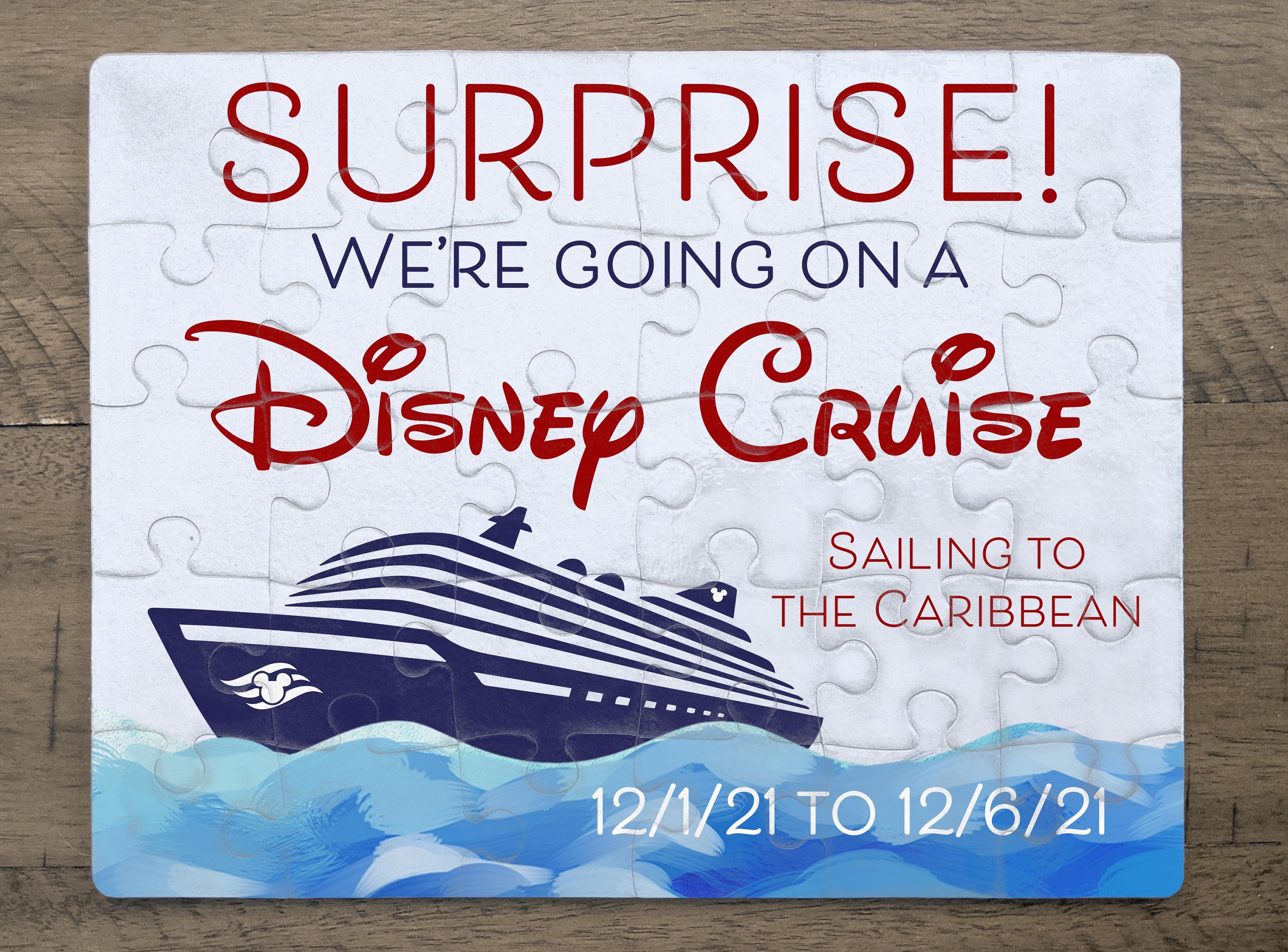 Surprise Disney Cruise Reveal Puzzle With Custom Text Mickey | Etsy