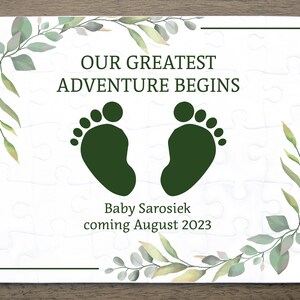 Pregnancy Announcement Puzzle, Nature Theme Gender Neutral Pregnancy Announcement, custom message announcement, Personalized Gift