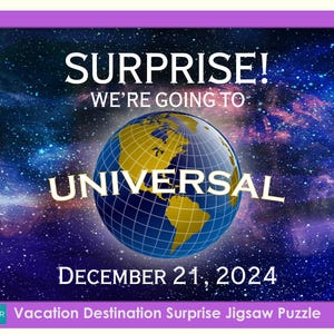 Surprise Universal Trip Puzzle with Custom Message, Vacation Reveal, Personalized Gift, Universal Theme Park Vacation
