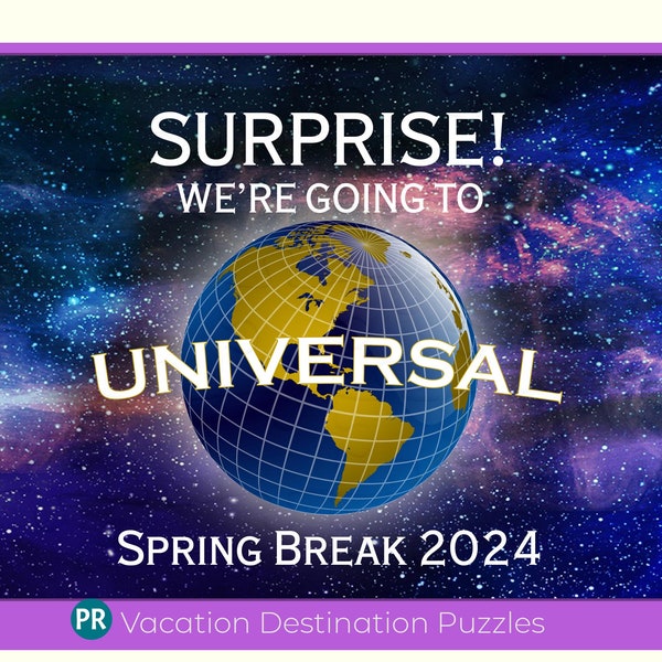 Surprise Universal Trip Puzzle with Custom Message, Vacation Reveal, Personalized Gift, Universal Theme Park Vacation
