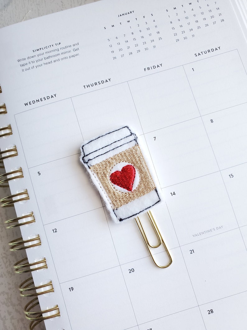 Coffee planner clip valentine coffee cup planner clip coffee paperclip red heart coffee bookmark planner accessories planner page marker image 8