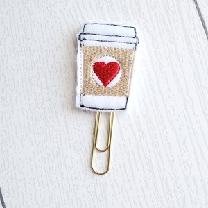 Coffee planner clip valentine coffee cup planner clip coffee paperclip red heart coffee bookmark planner accessories planner page marker image 2