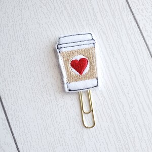 Coffee planner clip valentine coffee cup planner clip coffee paperclip red heart coffee bookmark planner accessories planner page marker image 3