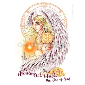 Archangel Uriel print art, imagen digital descarga imagen de altar, postal, decoración,archivo imprimible, descarga digital, alta resolución