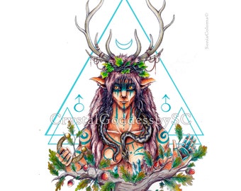 God Cernunnos print art, digital download, altar image, postcard, altar decoration, digital printing, high resolution, Cernunos, witch gift