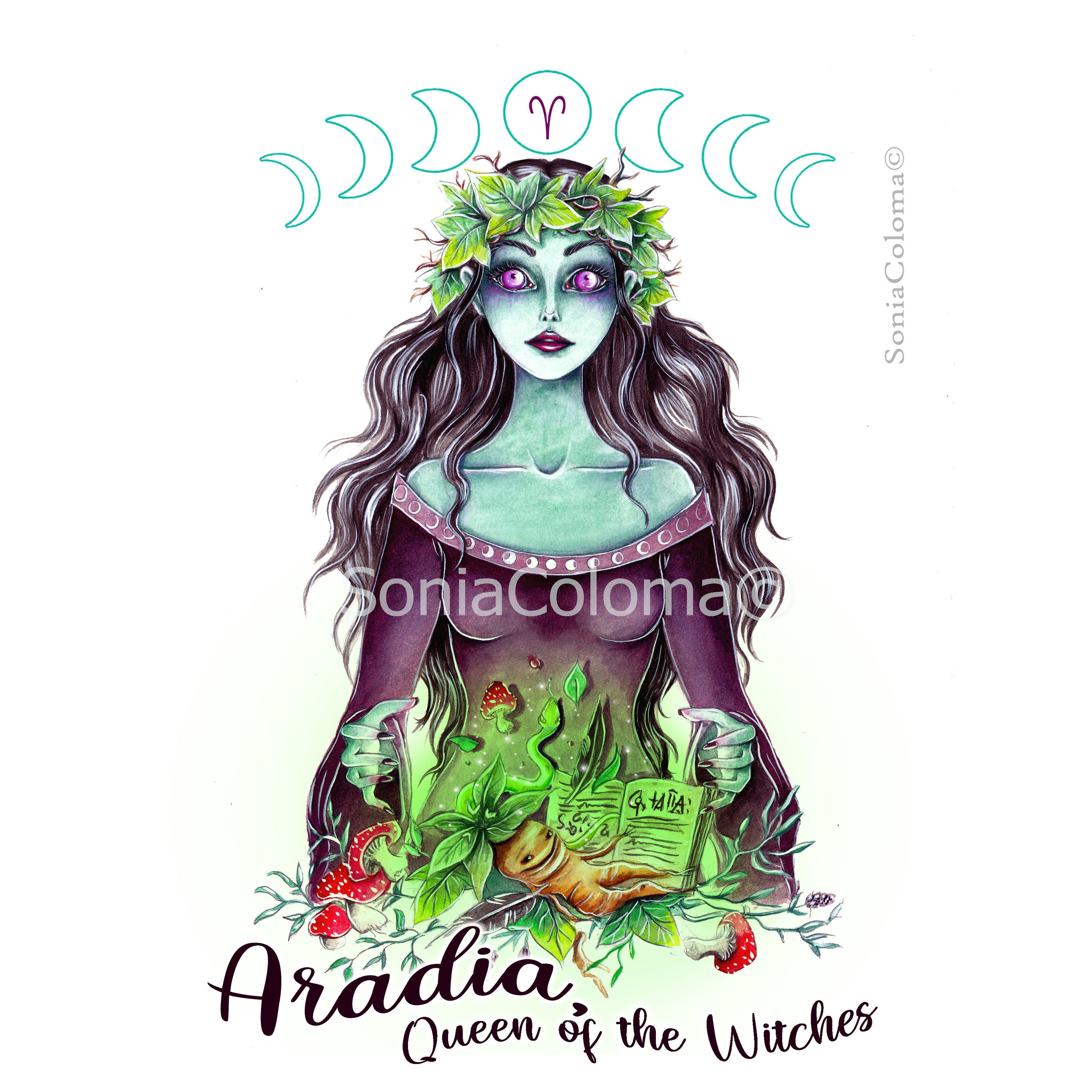 Aceite Ritual Aradia, Reina de las brujas, Aceite consagrado a la bruja Aradia. Aceite Bruja