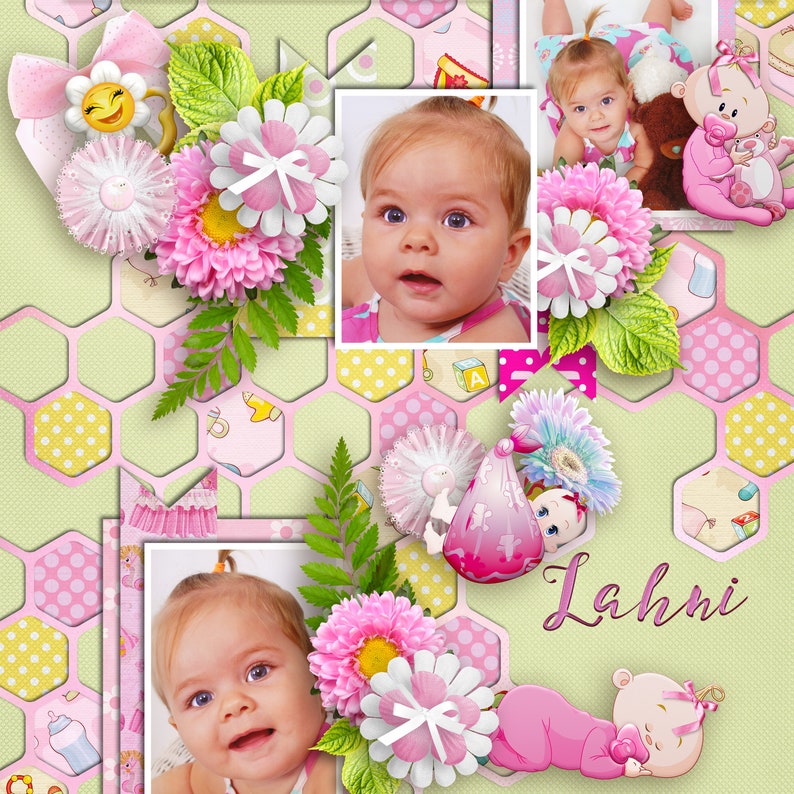 Digital Scrapbook Kit, A Baby Storygirl, 12x12, 300dpi, Digital