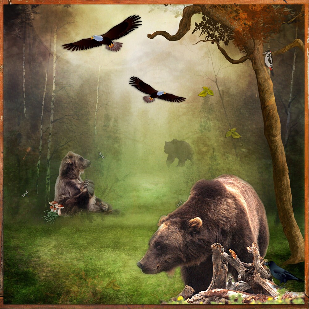 Digital Scrapbook Kit Animals of the Northern Forests 12x12 Etsy