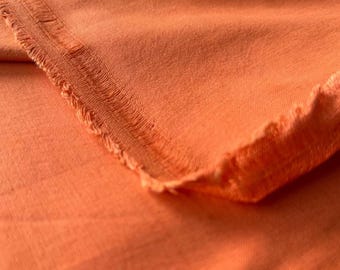 Tela de algodón khadi naranja para telar a mano: costura y acolchado - 112 cm de ancho