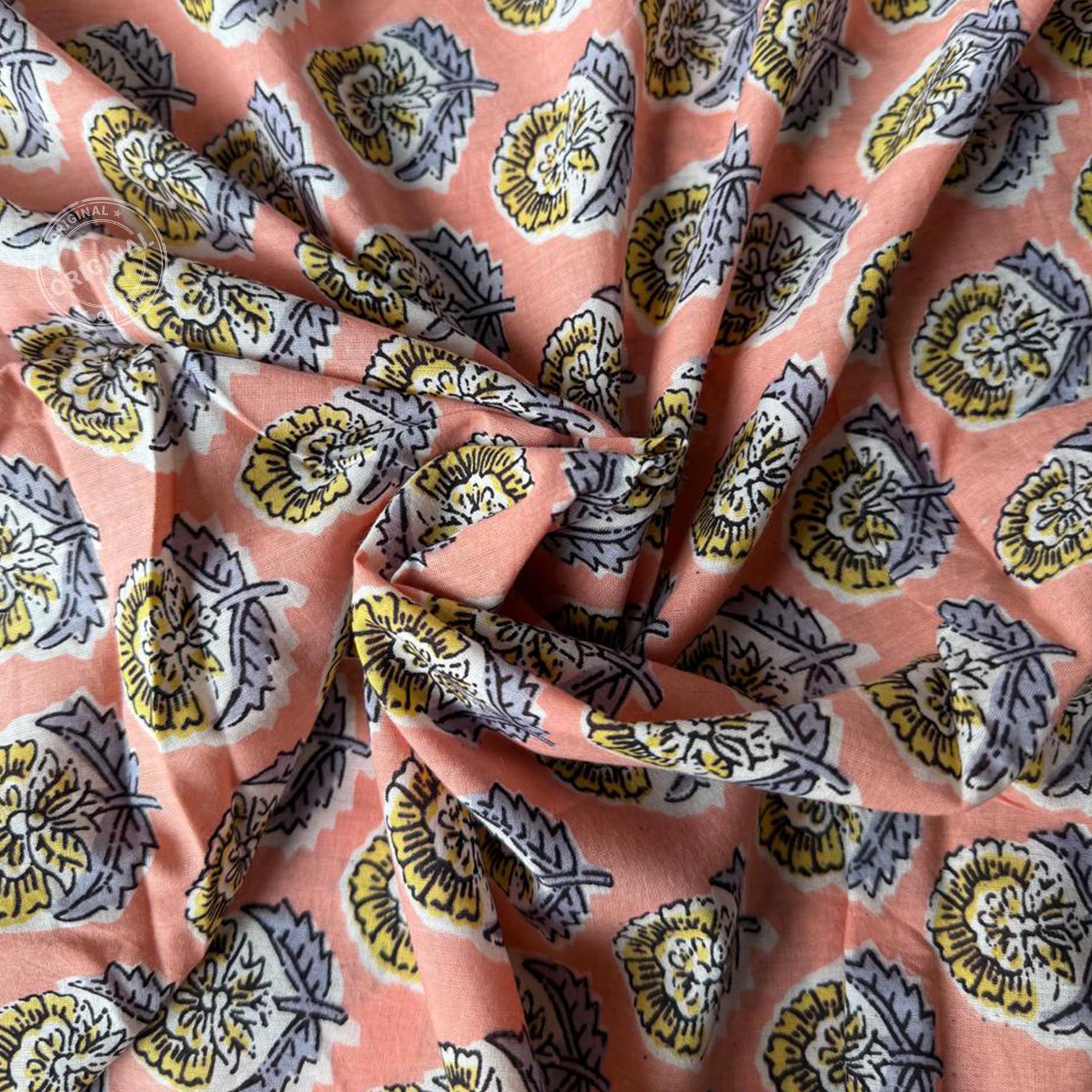 Block Fabric Pattern Hand Block Print Cotton Fabric, Floral Sewing Material by the Yard - Etsy