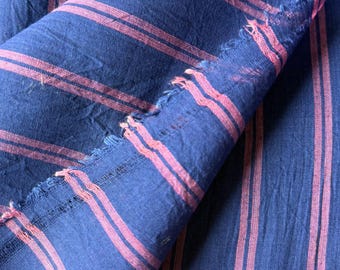 Tela de algodón khadi azul tejida a mano: material para costura y acolchado