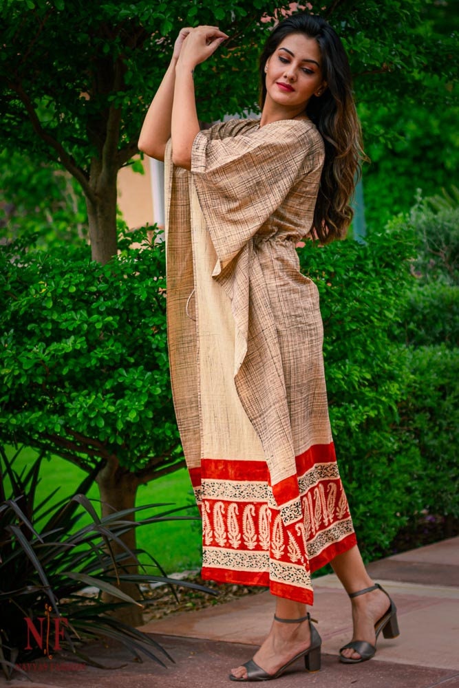 Brush paint cotton kaftan dress Paisley print cotton dress Etsy