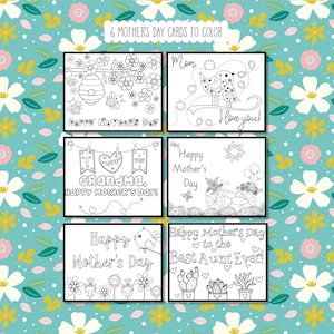 Tarjetas del Día de la Madre - Tarjeta de mamá imprimible para colorear con plantilla de sobre