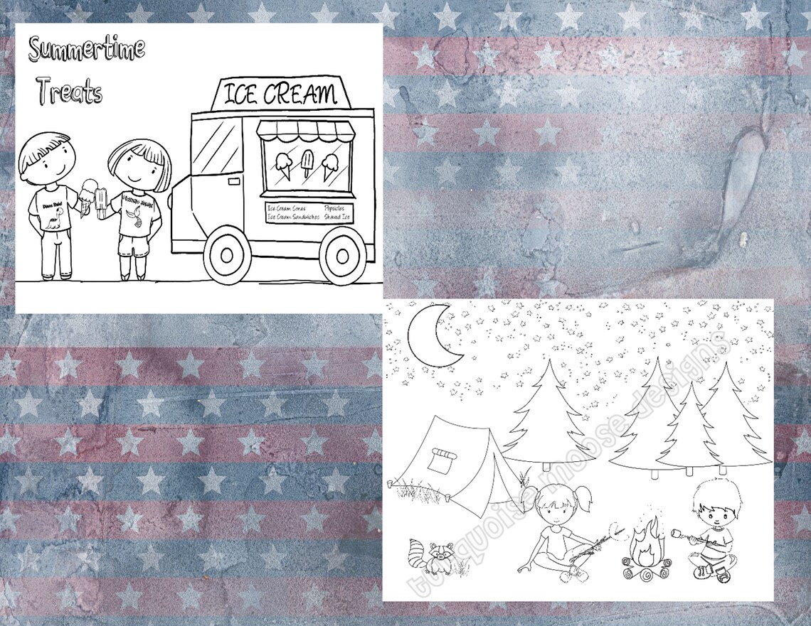 Kids Summer Coloring Pages - Etsy