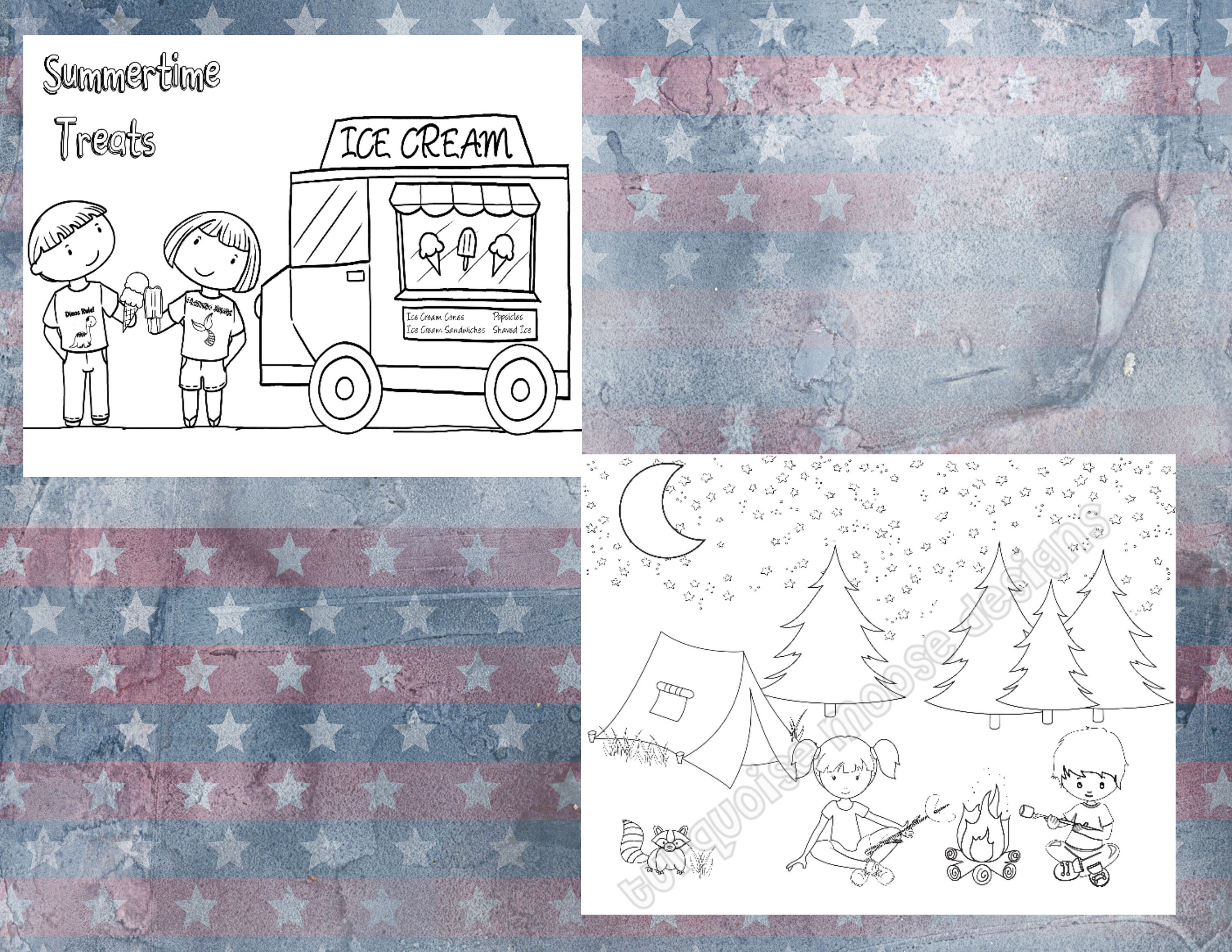 kids summer coloring pages etsy