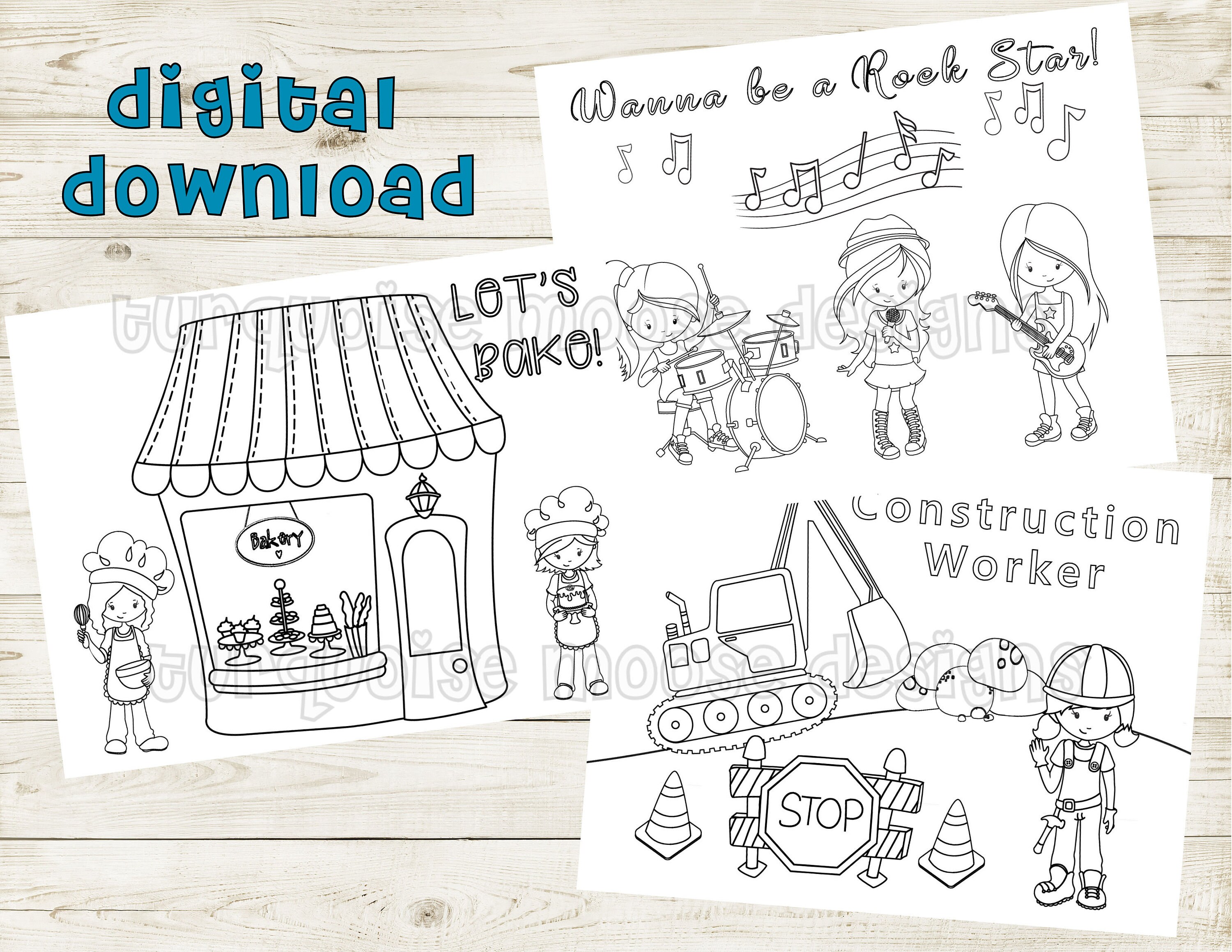When I Grow up Coloring Pages Printable Pages to Color Digital Download