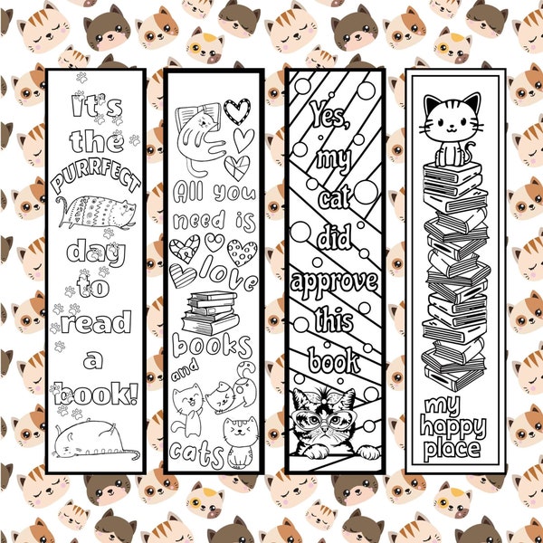 Cat Lover - Book Lovers Coloring Bookmarks - Printable Bookmarks, Bookmark Set